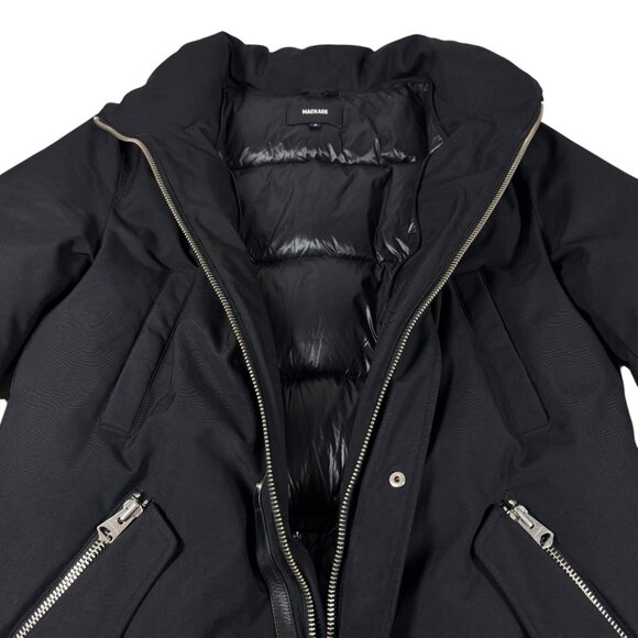 Mackage Edward XR Down Parka Jacket SZ M Black Mock Neck Pockets Hood Missing - Picture 3 of 16